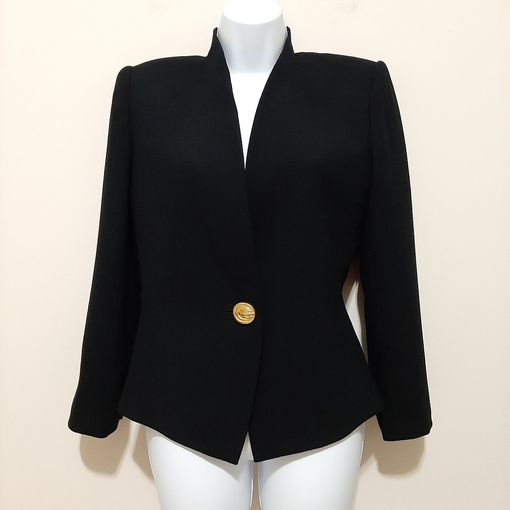 KASPER Black Wool Blazer Size 8P